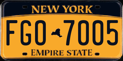 NY license plate FGO7005
