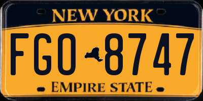 NY license plate FGO8747
