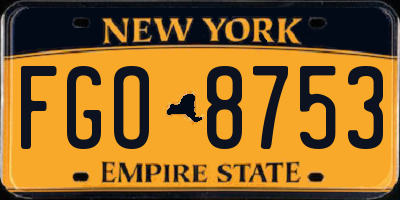 NY license plate FGO8753