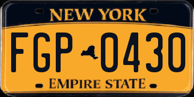 NY license plate FGP0430