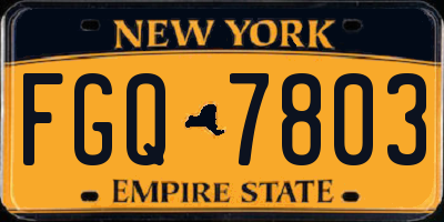 NY license plate FGQ7803