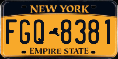 NY license plate FGQ8381