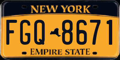 NY license plate FGQ8671