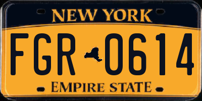 NY license plate FGR0614