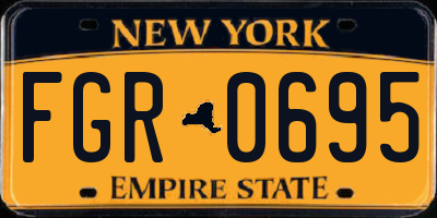 NY license plate FGR0695