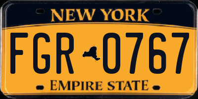 NY license plate FGR0767