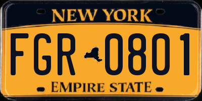 NY license plate FGR0801