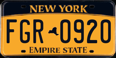 NY license plate FGR0920