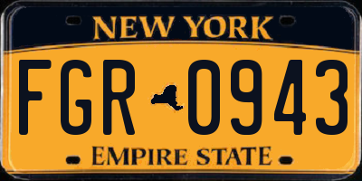 NY license plate FGR0943