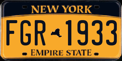 NY license plate FGR1933