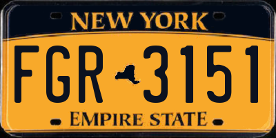 NY license plate FGR3151