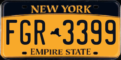 NY license plate FGR3399