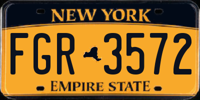 NY license plate FGR3572