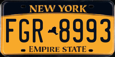 NY license plate FGR8993