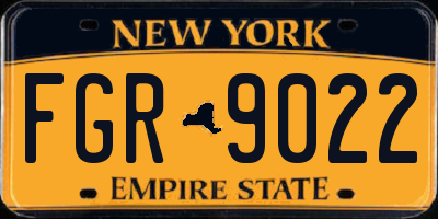 NY license plate FGR9022