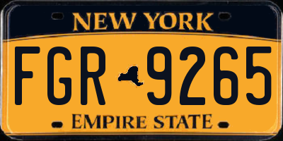 NY license plate FGR9265