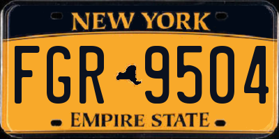 NY license plate FGR9504