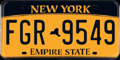 NY license plate FGR9549