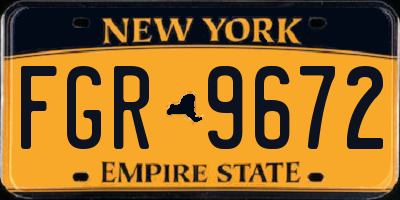 NY license plate FGR9672