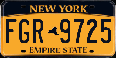 NY license plate FGR9725