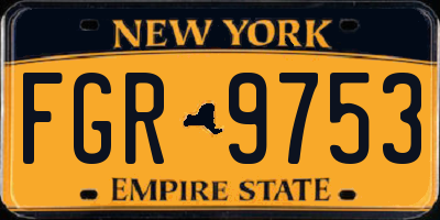 NY license plate FGR9753