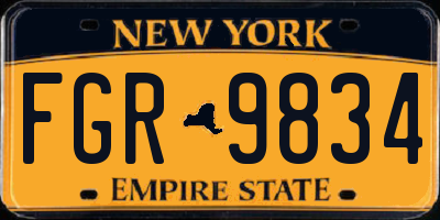 NY license plate FGR9834