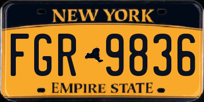 NY license plate FGR9836