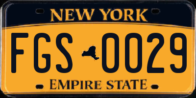 NY license plate FGS0029
