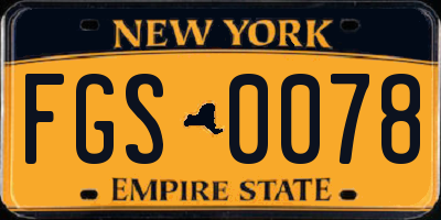 NY license plate FGS0078