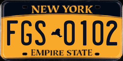 NY license plate FGS0102