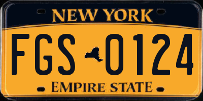 NY license plate FGS0124