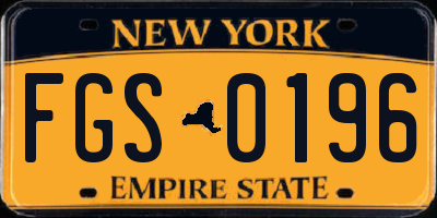 NY license plate FGS0196