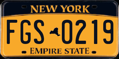 NY license plate FGS0219