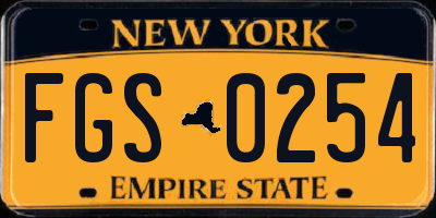 NY license plate FGS0254
