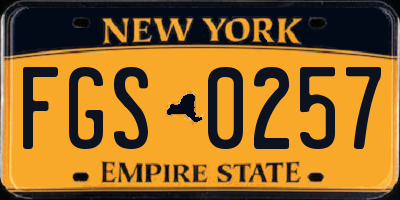 NY license plate FGS0257