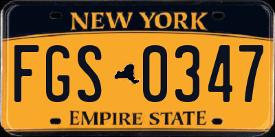 NY license plate FGS0347