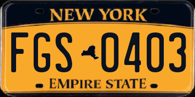 NY license plate FGS0403