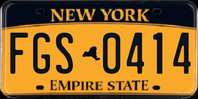 NY license plate FGS0414