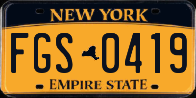 NY license plate FGS0419