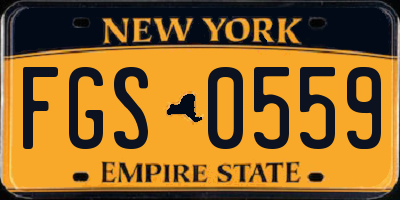 NY license plate FGS0559