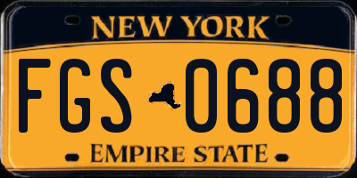 NY license plate FGS0688
