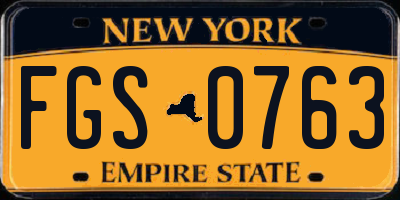 NY license plate FGS0763