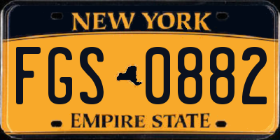 NY license plate FGS0882