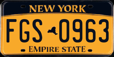 NY license plate FGS0963