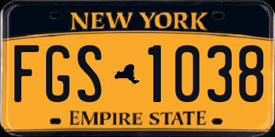 NY license plate FGS1038