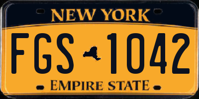 NY license plate FGS1042