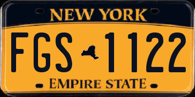 NY license plate FGS1122