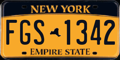 NY license plate FGS1342