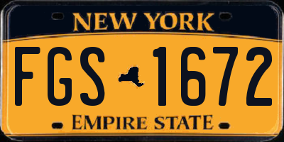 NY license plate FGS1672
