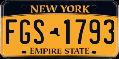 NY license plate FGS1793